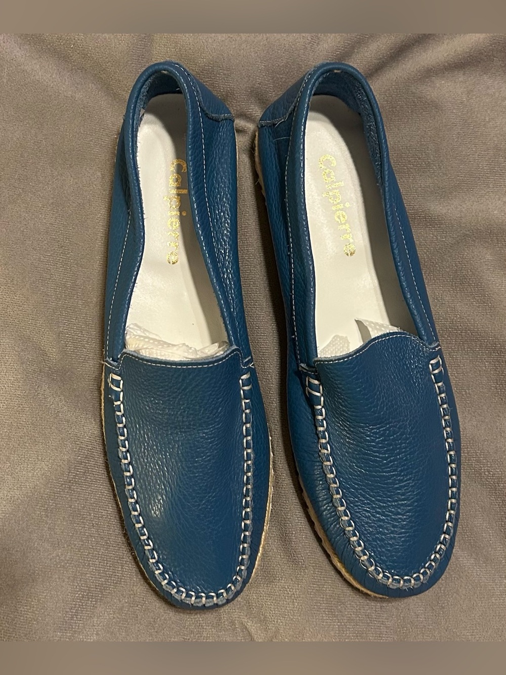 Calpierre Blue Leather Slip-On Loafers Size 41 EU, US Size 8 Men’s NWOT